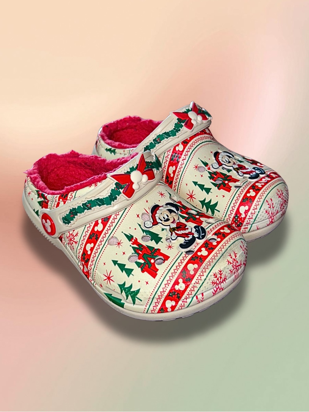 Crocs Disney Mickey Mouse Christmas Fleece Lined Clogs Kids C9
